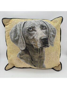 Weimaraner Dog Decorative Square Throw Pillow Tapestry Design 15 Inches